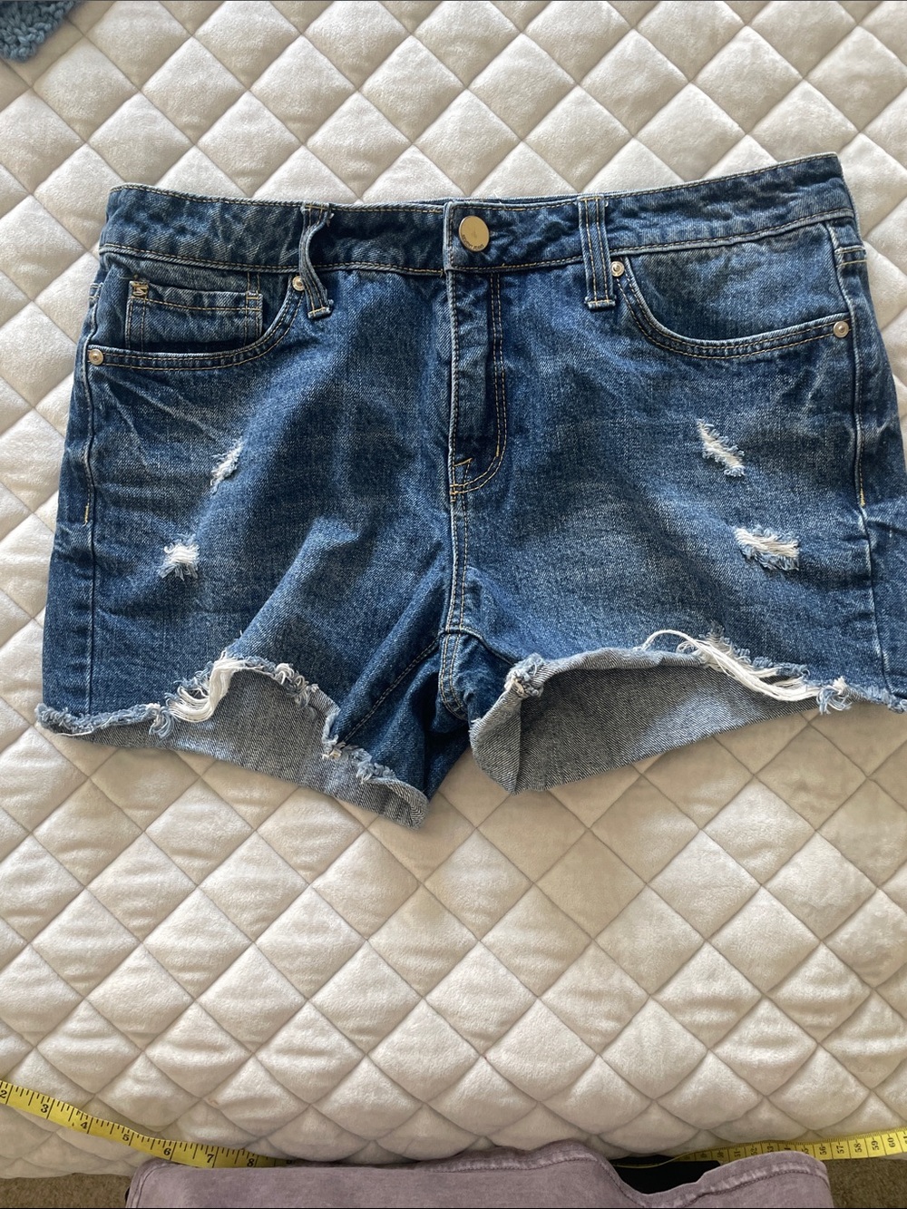 7 For All Mankind Distressed weekend Dark Blue Denim Shorts